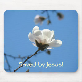Salvo por Jesus! mousepad Céu Azul Floral Flores