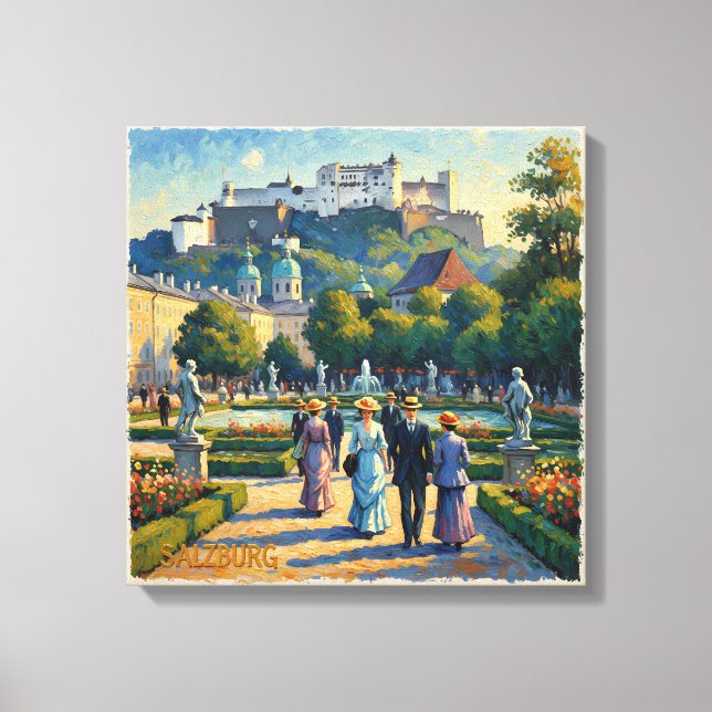 Salzburg Austria Castle Garden Stretched Canvas (Frente)