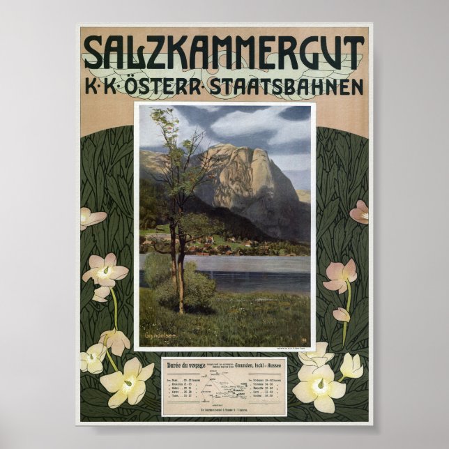 Salzkammergut Áustria Poster vintage 1910 (Frente)