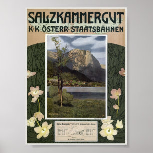 Salzkammergut Áustria Poster vintage 1910
