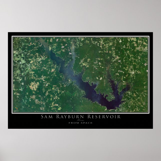 Sam Rayburn Lake Texas - Mapa de Poster por Satéli (Frente)