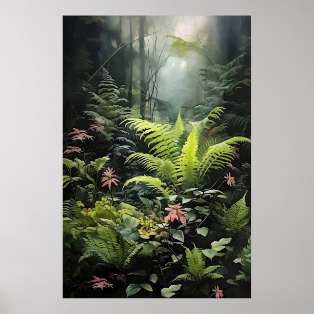 Samambaia da Floresta Profunda, Impressão de Pared (Frente)