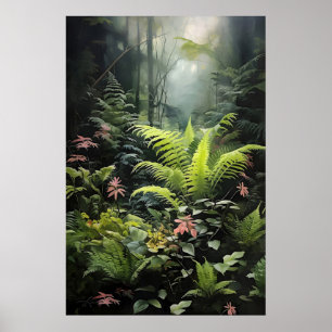 Samambaia da floresta profunda, impressão de pared