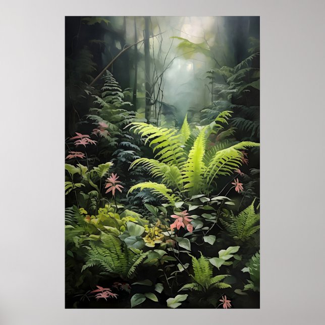 Samambaia da floresta profunda, impressão de pared (Frente)