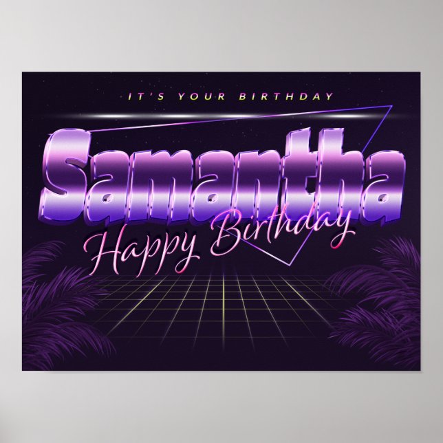 Samantha Name Vorname lila retro Poster Geburtstag (Frente)