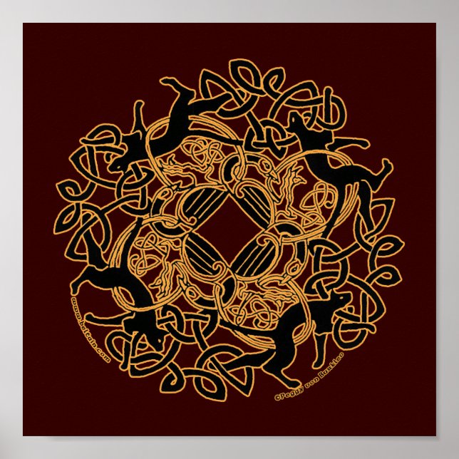 Samhain Cats Celtic Art Impressões (Frente)