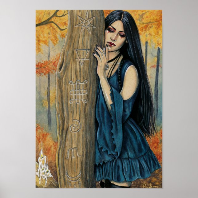 Samhain Gothic Autumn Witasy Art Poster (Frente)