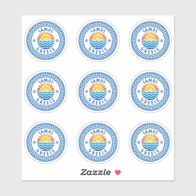 Samos Island, Grécia com vários adesivos (Folha)