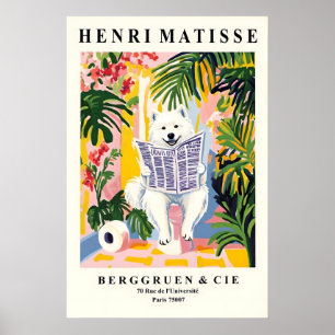 Samoyed no Toilet Impressão Estilo Mattise Banheir