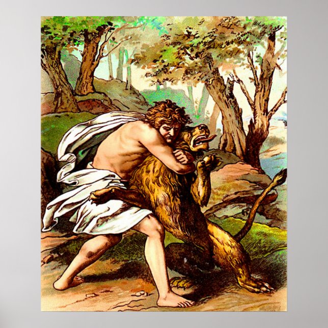 samson matando um pequeno poster de leão (Frente)