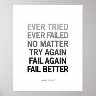 Samuel Beckett cita poster preto e branco