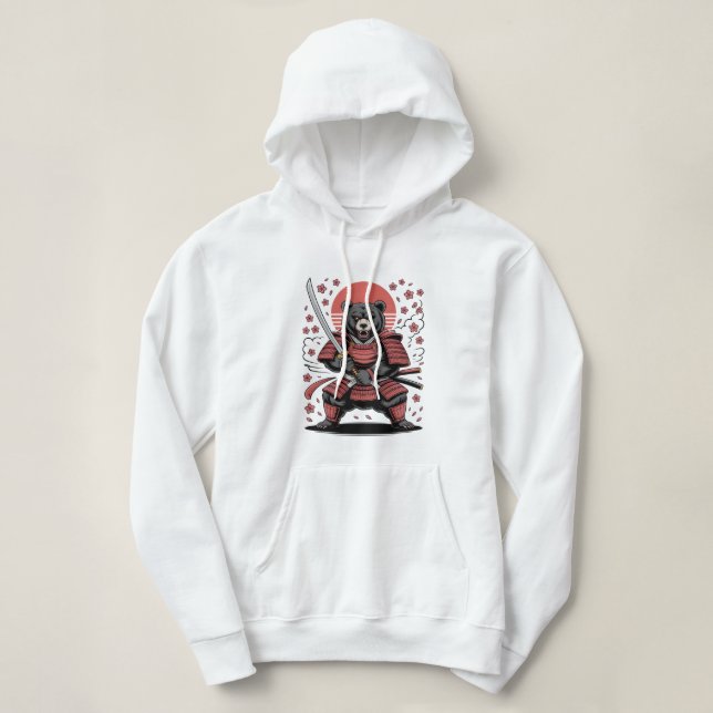 Samurai Bear Adult Pullover Hoodie (Frente do Design)