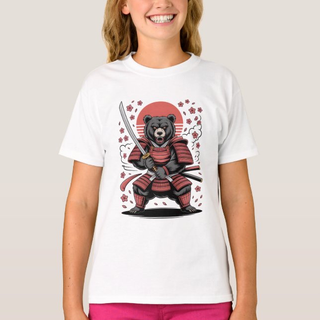 Samurai Bear  Kids Basic T-Shirt (Frente)