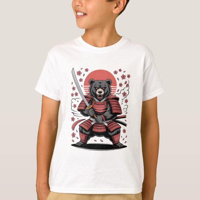 Samurai Bear  Kids Basic T-Shirt (Frente)