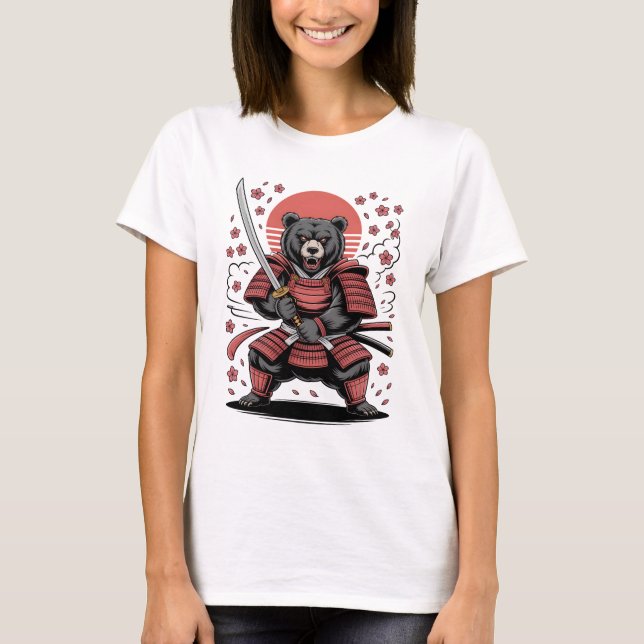 Samurai Bear  Womens Basic T-Shirt (Frente)