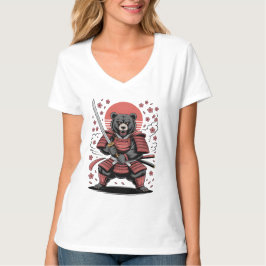 Samurai Bear Womens V-Neck T-Shirt