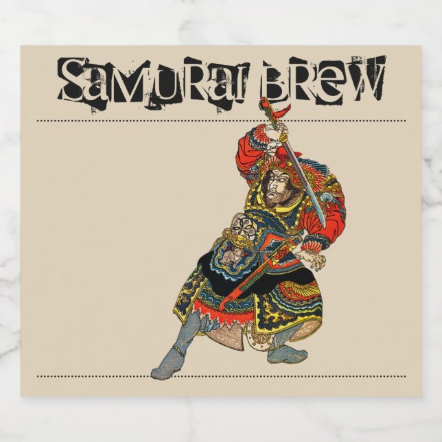 Samurai Breer Beer Bottle Rótulo (Rótulo Único)