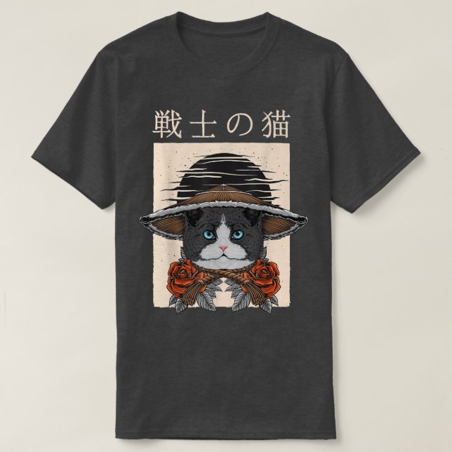 Samurai Cat Warrior T-Shirt (2) (Frente do Design)