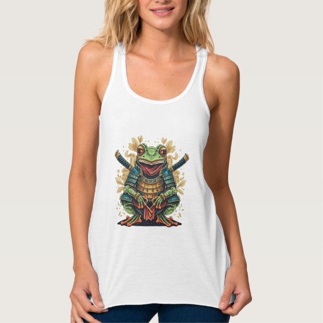 Samurai frog warrior Flowy Racerback Tank Top (Frente)