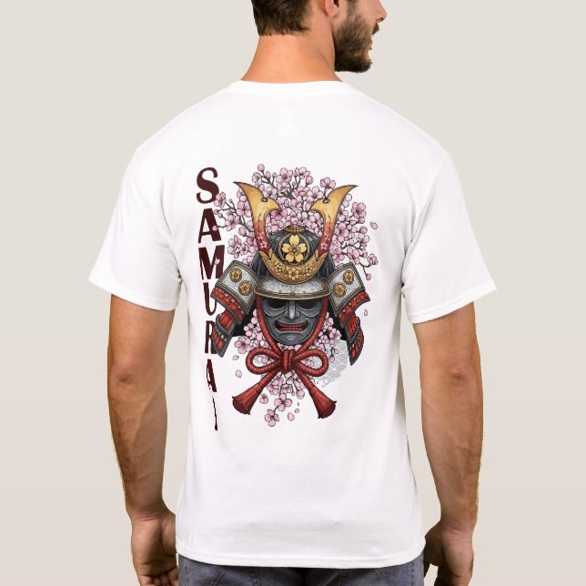 Samurai Helmet Bloom Flower T-Shirt – Japanese War (Verso)