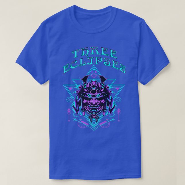Samurai Japonês Cyborg Oni Mask Premium T-Shirt C (Frente do Design)
