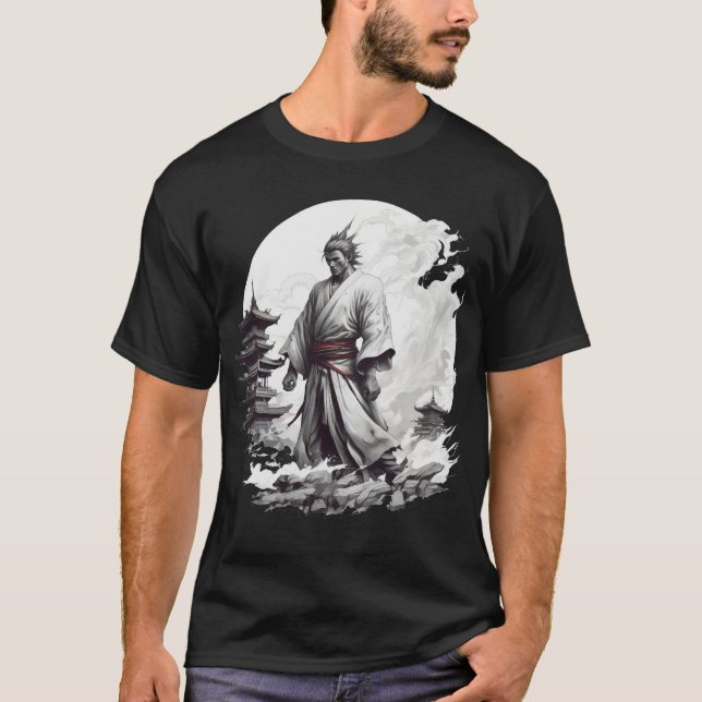 Samurai Japonês Ilustração T-Shirt (Frente)