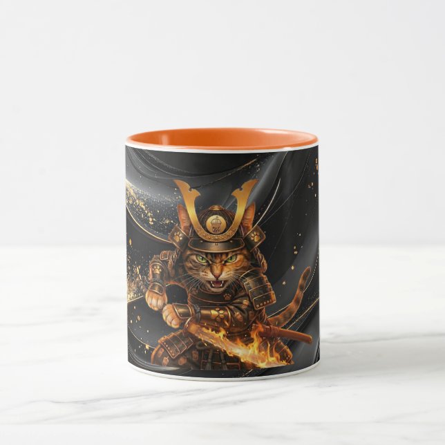 Samurai Laranja Gato Guerreiro - Caneca Combo (Centro)