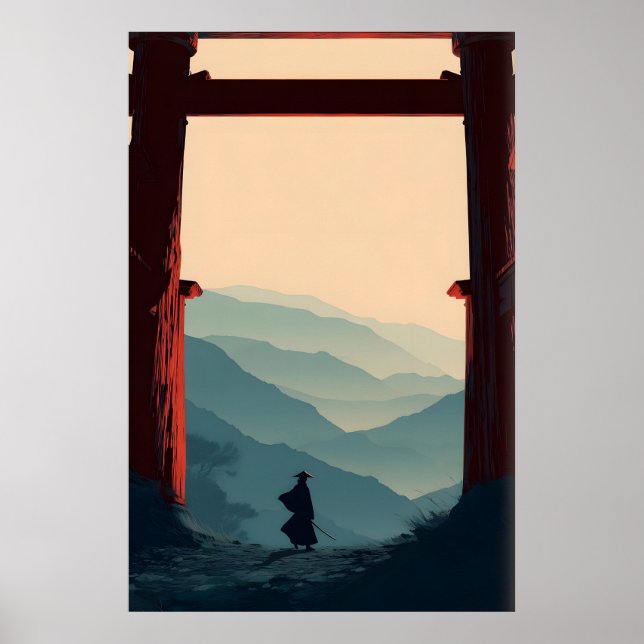 Samurai Mountain Poster Lone Swordsman, Torii (Frente)