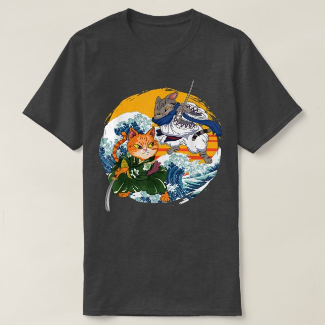 Samurai Ninja, Japonês, Cat Kawaii - Camisa gráfic (Frente do Design)