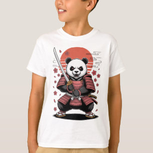 Samurai Panda Urso Camiseta Básica Infantil
