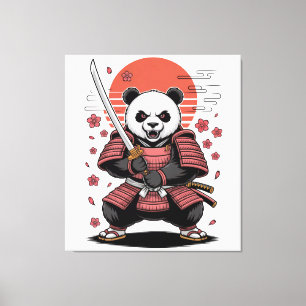 Samurai Panda Urso Impressão em Tela Esticada
