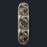 Samurai Personalizado E Skateboard De Serpentes<br><div class="desc">Samurai e skate de arte cobra asiática personalizados com suas iniciais no meio.</div>