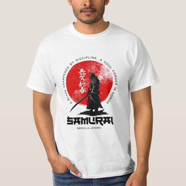 Samurai Print Cotton T-Shirt – Bold & Stylish  (Frente)