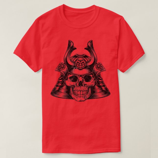 Samurai Skull design Kabuto T-Shirt (Frente do Design)