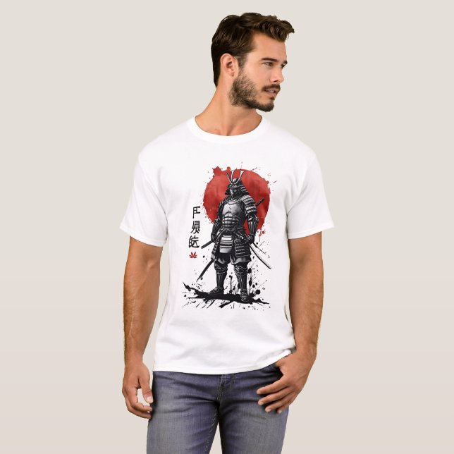 Samurai Warrior T-Shirt - Japonês Bushido Art (Frente Completa)