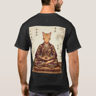 Samurai & Zen Gato Laranja - Camiseta dupla face