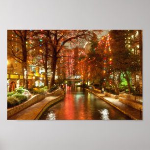 San Antonio Riverwalk na Poster de Natal 
