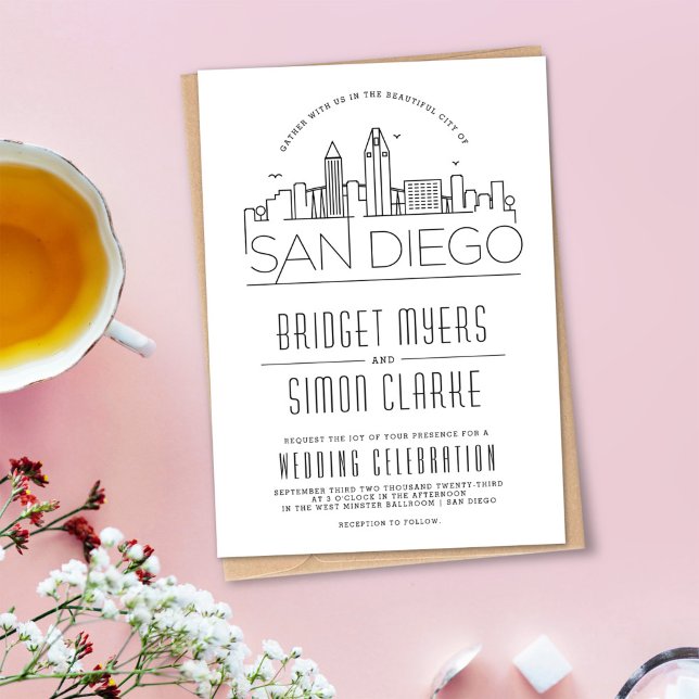San Diego Wedding | Convite Skyline Estilizado (Criador carregado)