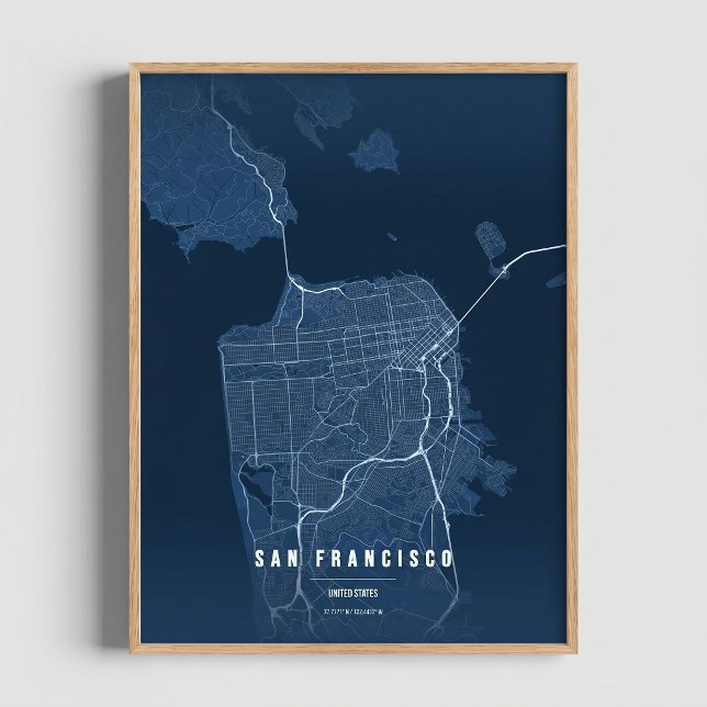 San Francisco Blue Print Map Wallart Poster Gift (Criador carregado)
