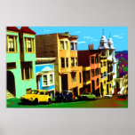 San Francisco Nob Hill 69 - Pop Art Impressão<br><div class="desc">SAN FRANCISCO - uma arte digital de pop com casas vitorianas coloridas ao longo de uma rua íngreme no famoso Nob Hill de São Francisco, em memória do ano de 1969, quando o poder das flores governou a cidade - Impressões americanos de Poster de arte são uma ideia única para...</div>