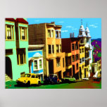 San Francisco Nob Hill - Pop Art Impressão<br><div class="desc">San Francisco Nob Hill - apresentando casas coloridas em Nob Hill em São Francisco,  Califórnia,  criadas em um estilo colorido de Arte Pop.</div>