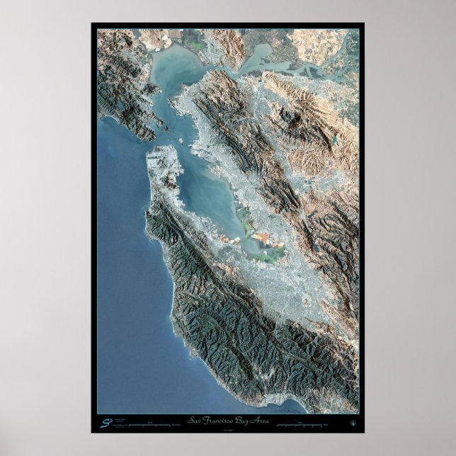 San Francisco, poster de satélite da Califórnia (Frente)