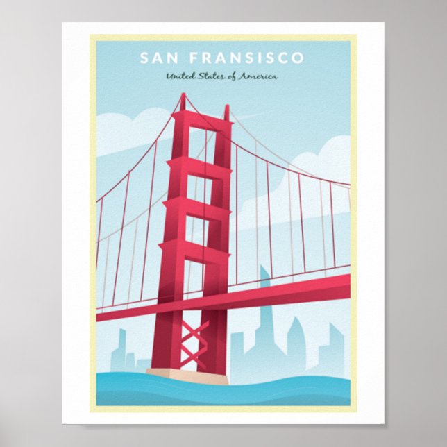 San Fransisco, EUA - Poster de Viagens vintage (Frente)