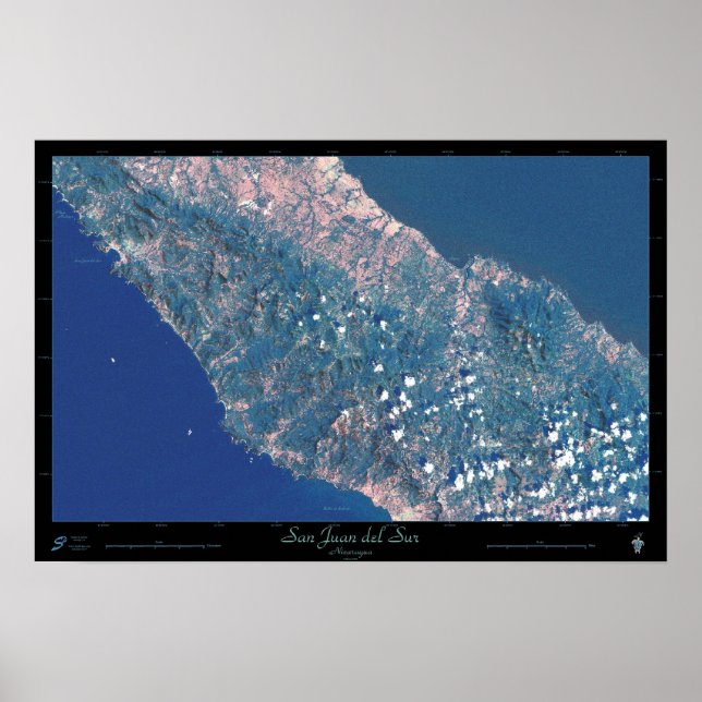 San Juan del Sur, poster de satélite Nicarágua (Frente)