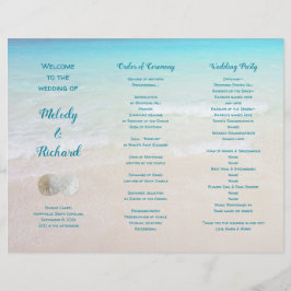 Sand Dollares Beach Scene Trifold Wedding Program