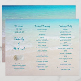 Sand Dollares Beach Scene Trifold Wedding Program
