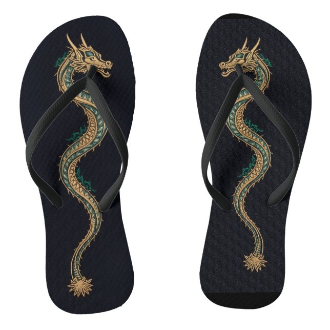 Sandália Masculina de Slide Dragão Preto e Dourado (Pé da cama)