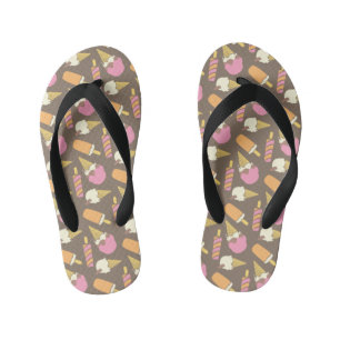 Sandálias de flip flops com padrão de sorvete e pi