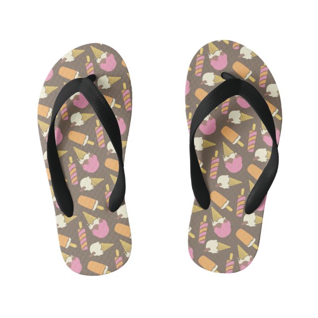 Sandálias de flip flops com padrão de sorvete e pi (Pé da cama)