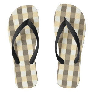 Sandálias de Verão com Padrão de Xadrez Marrom Beg